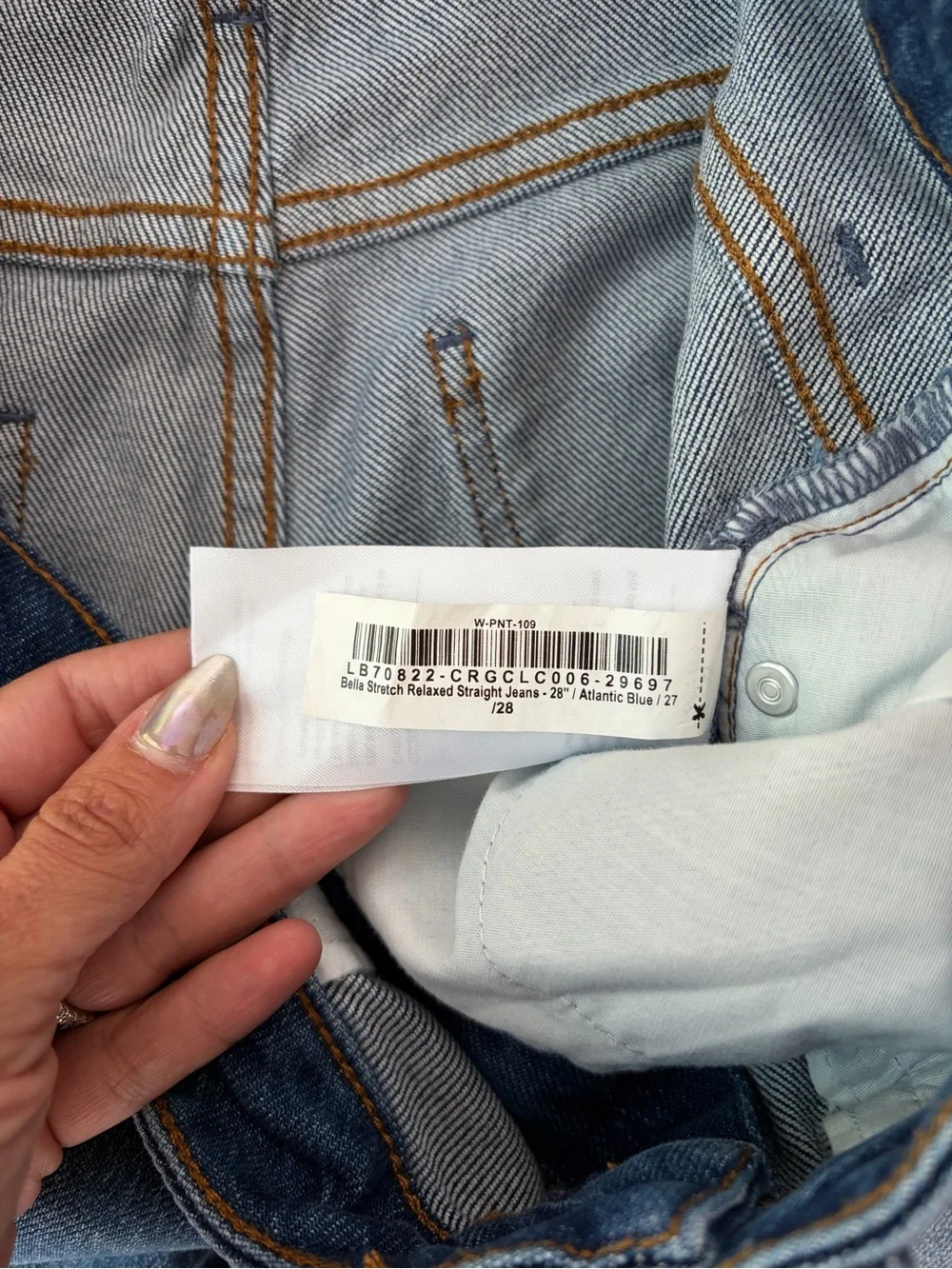 Quince Bella Stretch Relaxed Straight Jeans on Atlantic blue size 27